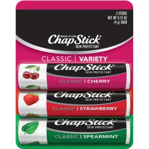 ChapStick - Classic Cherry, Spearmint and Strawberry Lip Balm, 0.15 Oz, 3 Pack