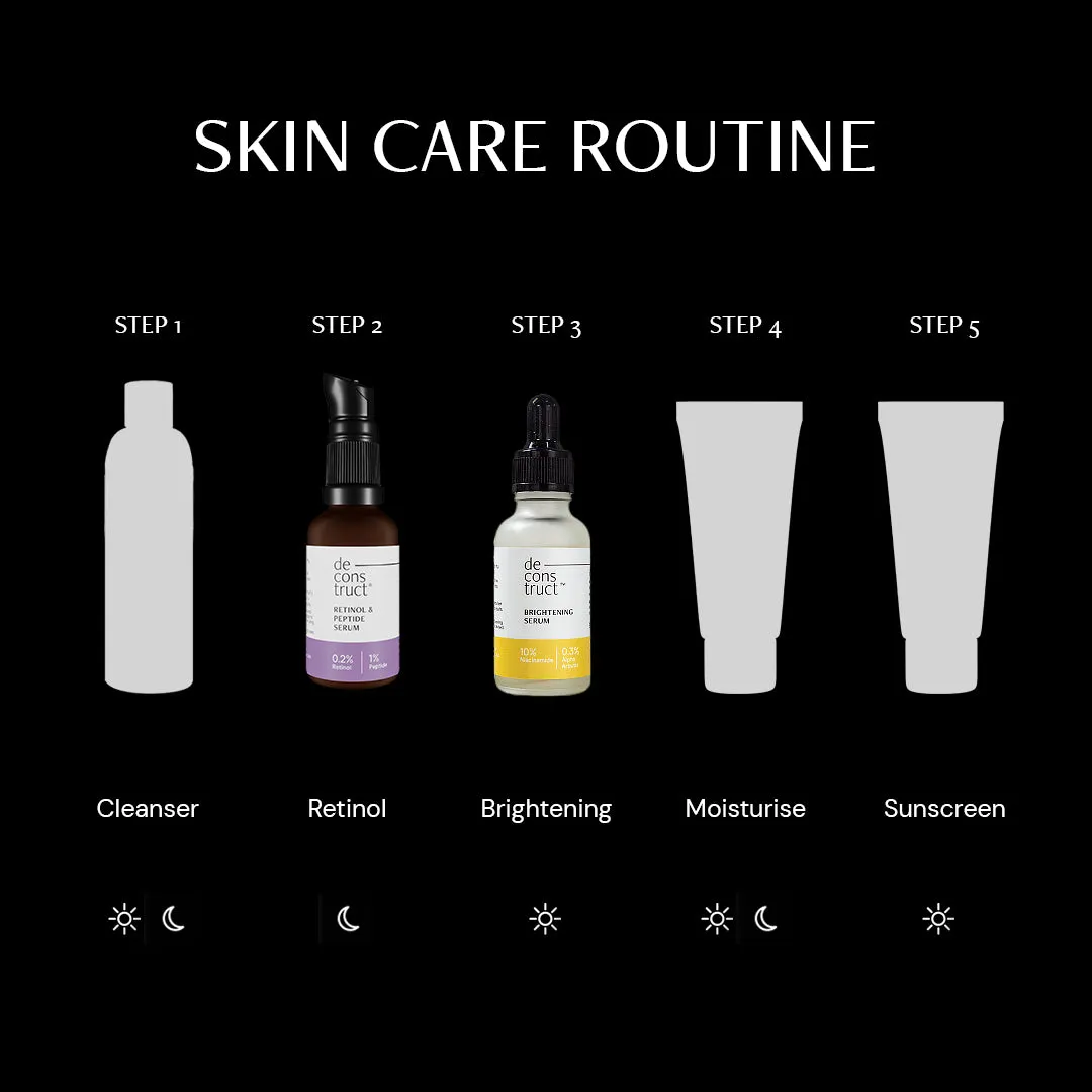 Daily AM PM Young & Glowing Skin Duo- Brightening Serum   Retinol & Peptide Serum