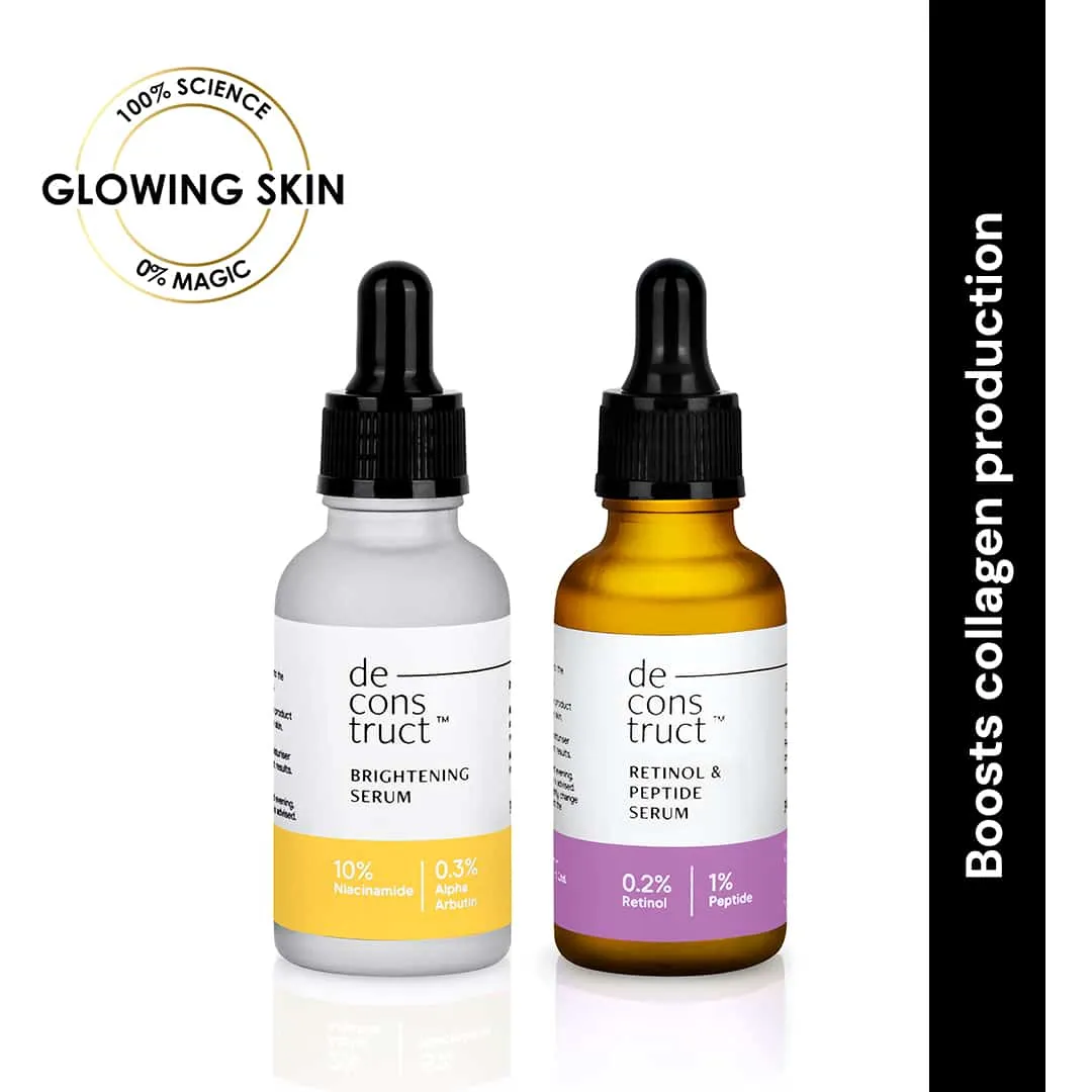 Daily AM PM Young & Glowing Skin Duo- Brightening Serum   Retinol & Peptide Serum