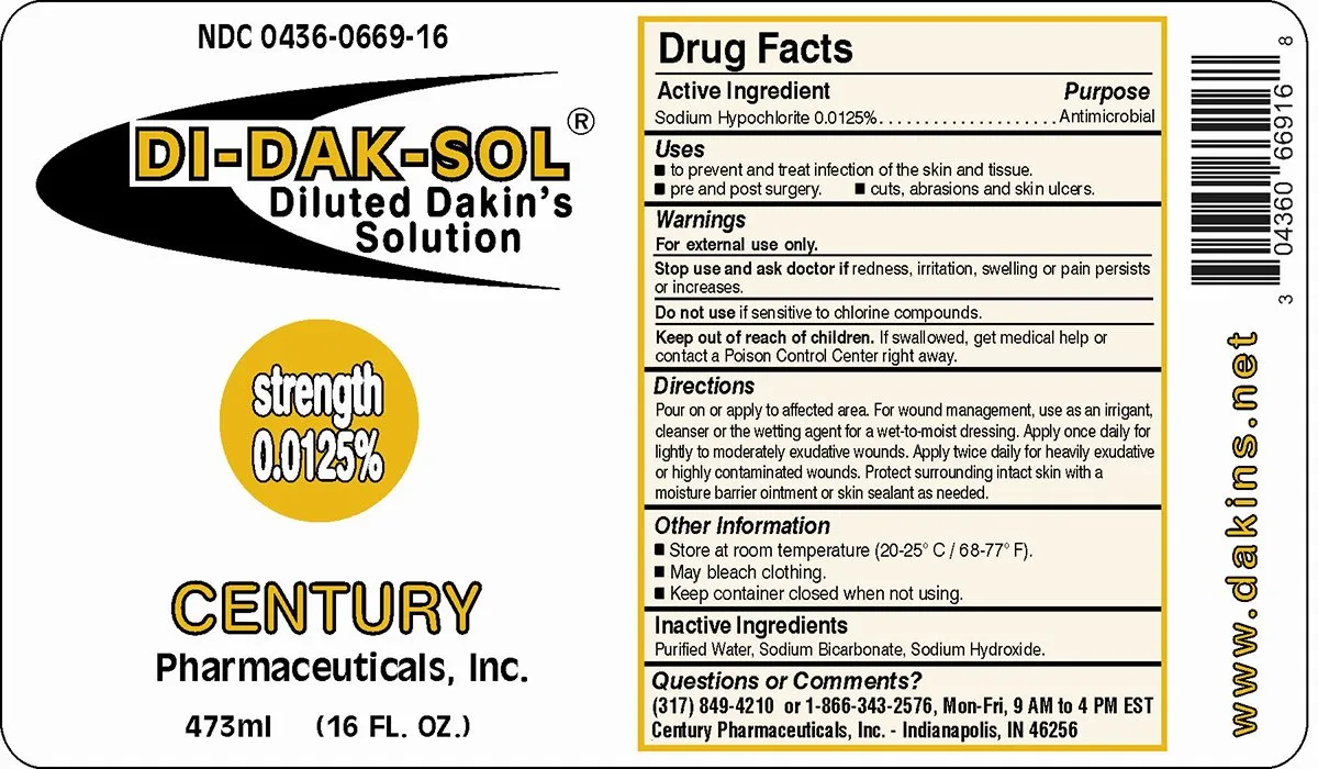 Di-Dak-Sol Diluted Dakin's Solution 16 oz. Bottle