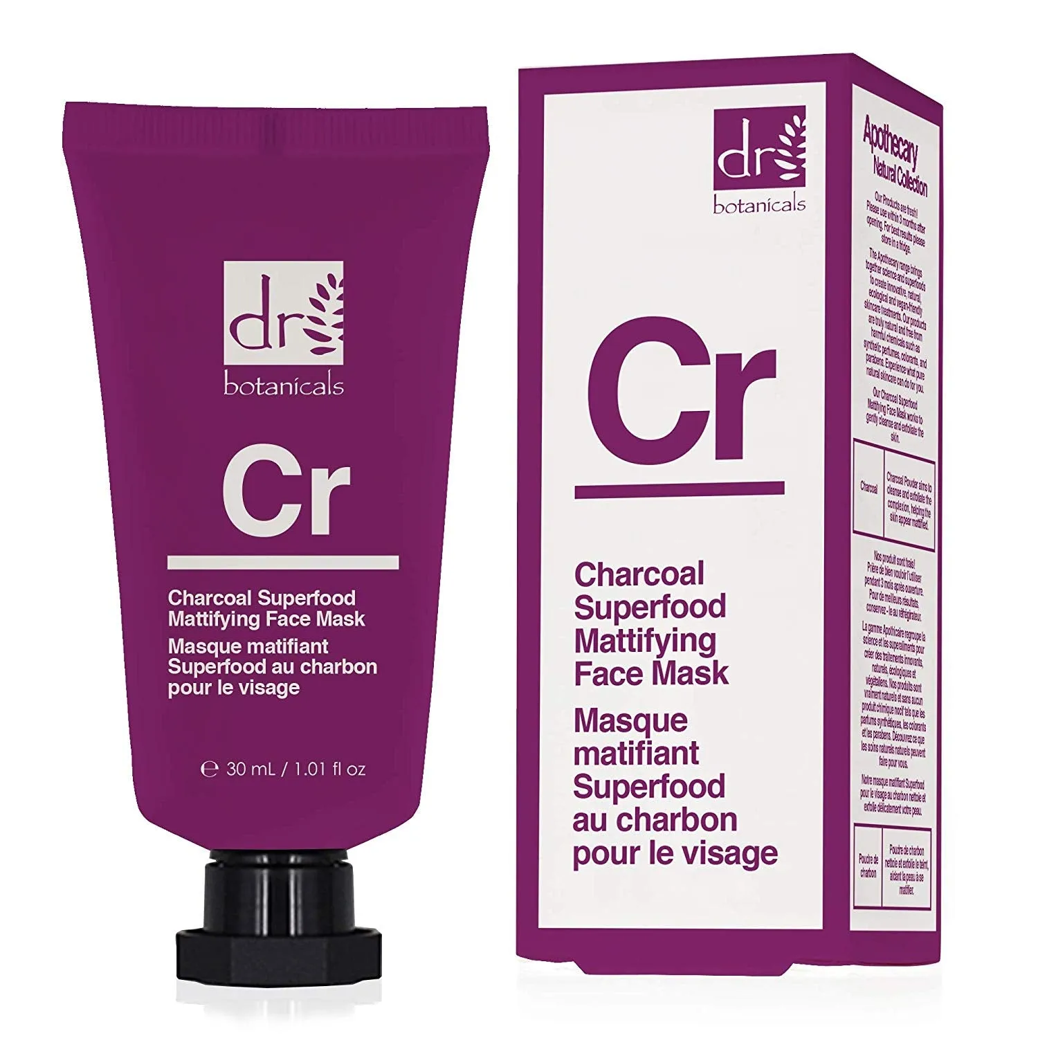 Dr Botanicals Charcoal Superfood Mattifying Face Mask 30ml Vegan