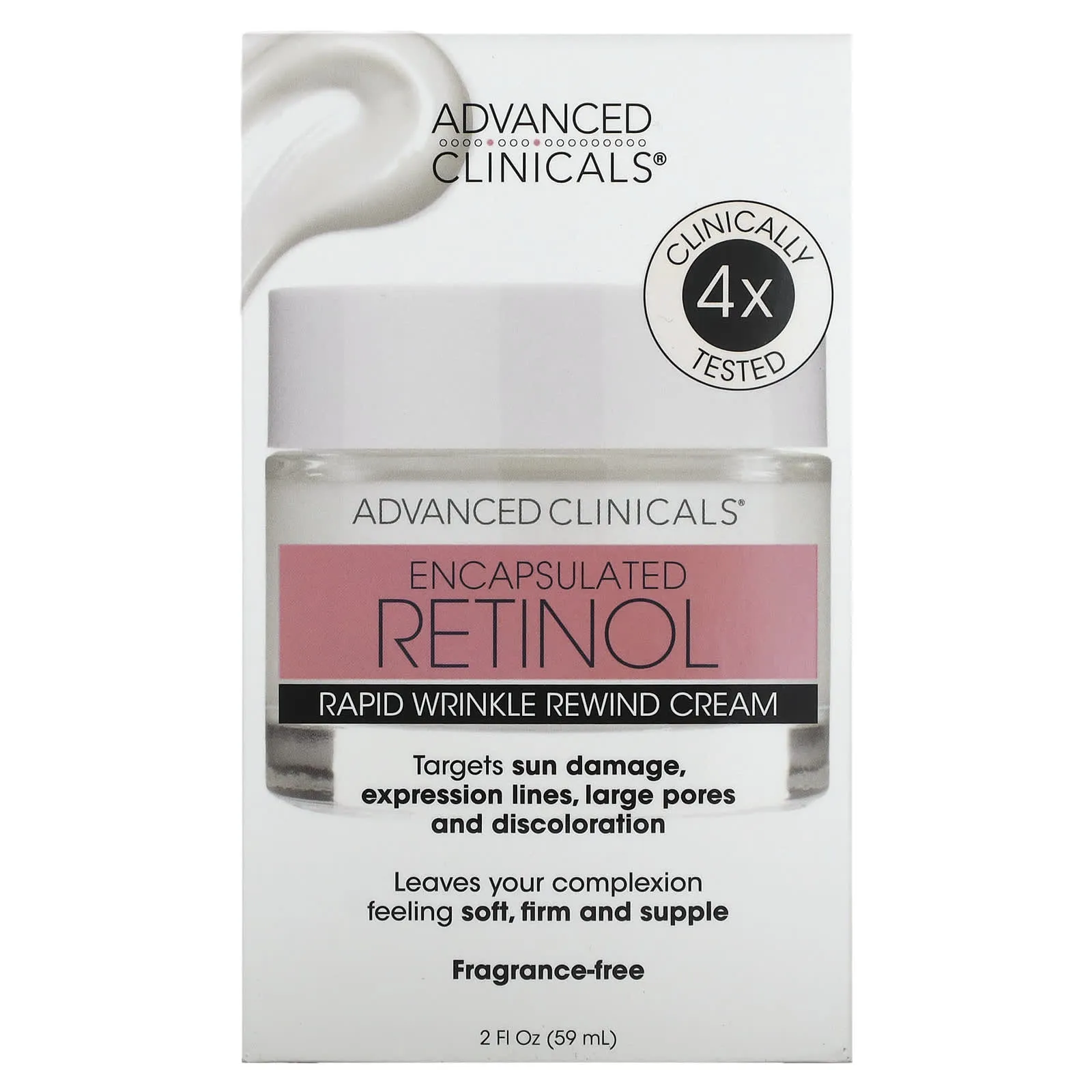 Encapsulated Retinol, Rapid Wrinkle Rewind Cream, Fragrance Free, 2 fl oz (59 ml) Advanced Clinicals