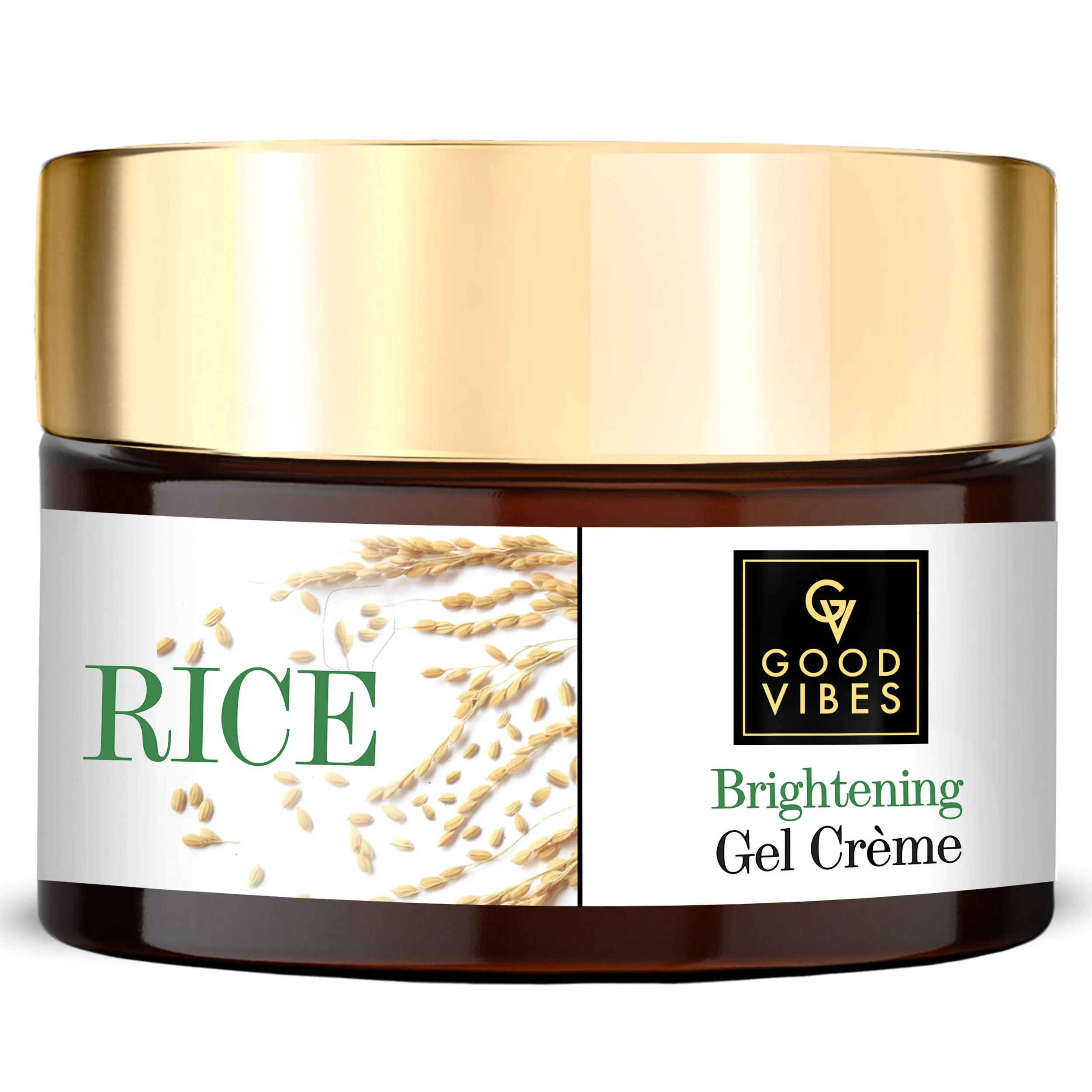 Good Vibes Rice Brightening Gel Creme | Face Moisturizer | Light Gel Cream | Hydrating, Moisturizing, Glowing | No Parabens, No Sulphates, No Animal Testing (50g)