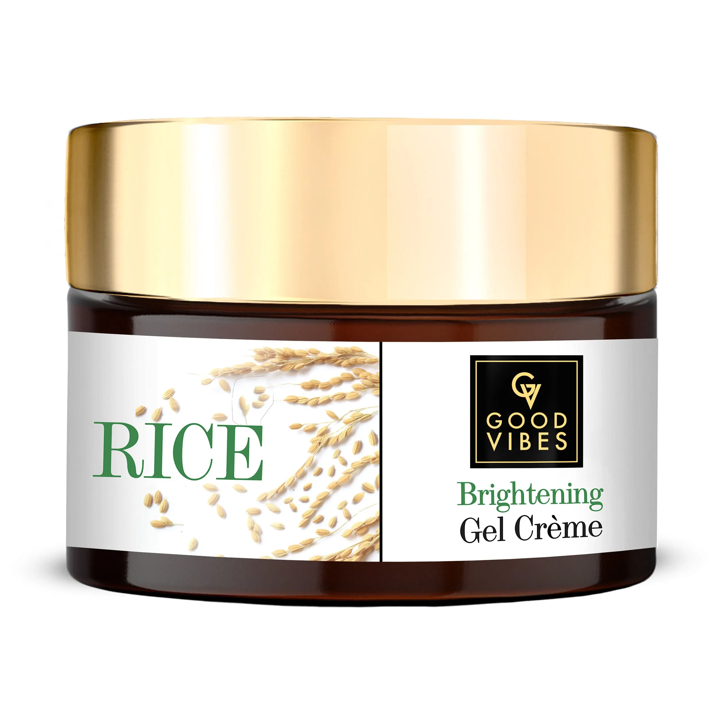 Good Vibes Rice Brightening Gel Creme | Face Moisturizer | Light Gel Cream | Hydrating, Moisturizing, Glowing | No Parabens, No Sulphates, No Animal Testing (50g)