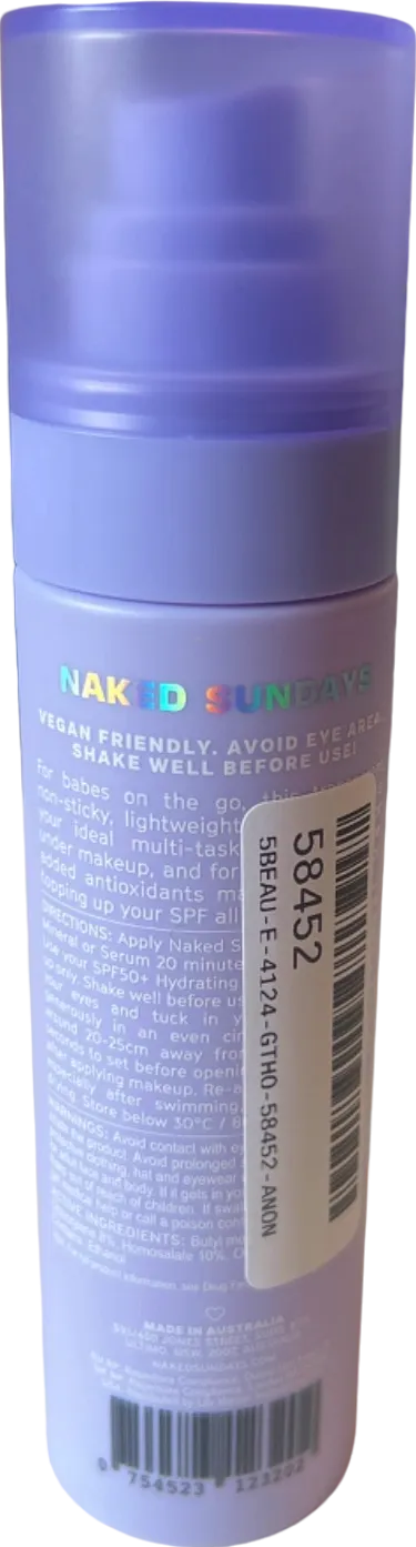 Naked Sundays Hydrating Glow Mist SPF50  100ml