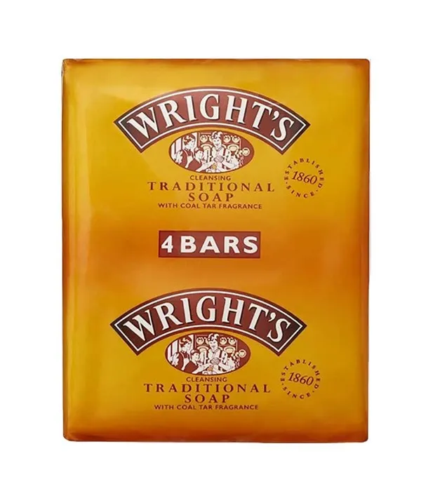 Wrights Coal Tar Soap Bar Traditional Antiseptic All Skin Types 100g x 4